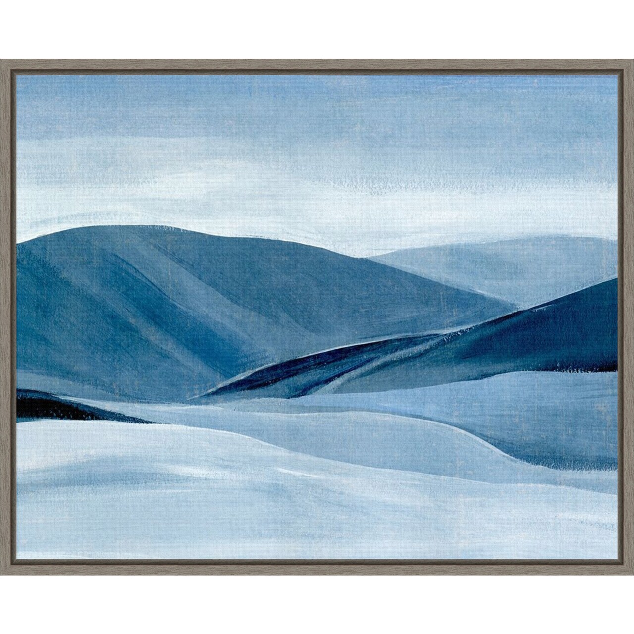 Indigo Range II (Mountain) by Annie Warren 20-in. W x 16-in. H. Canvas Wall Art Print Framed in Grey